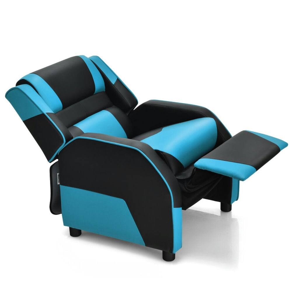 Back. Kadyn - Kids Youth PU Leather Gaming Sofa Recliner with Headrest and Footrest-Blue, Kids Chairs for Kids - Blue.