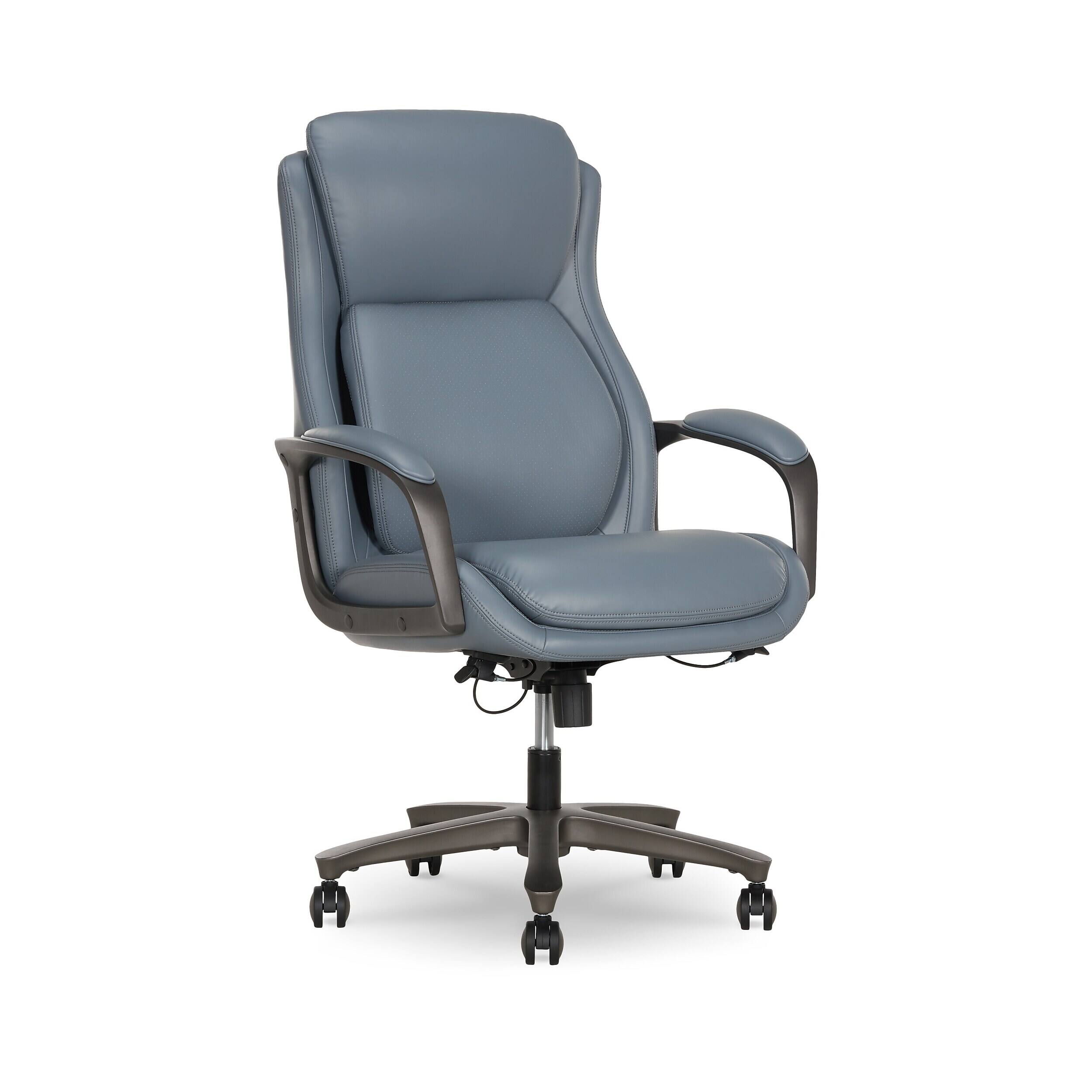 Elle Decor - Rivendell AIR Lumbar Ergonomic Faux Leather Swivel Executive Chair (60124-BLU) - Blue
