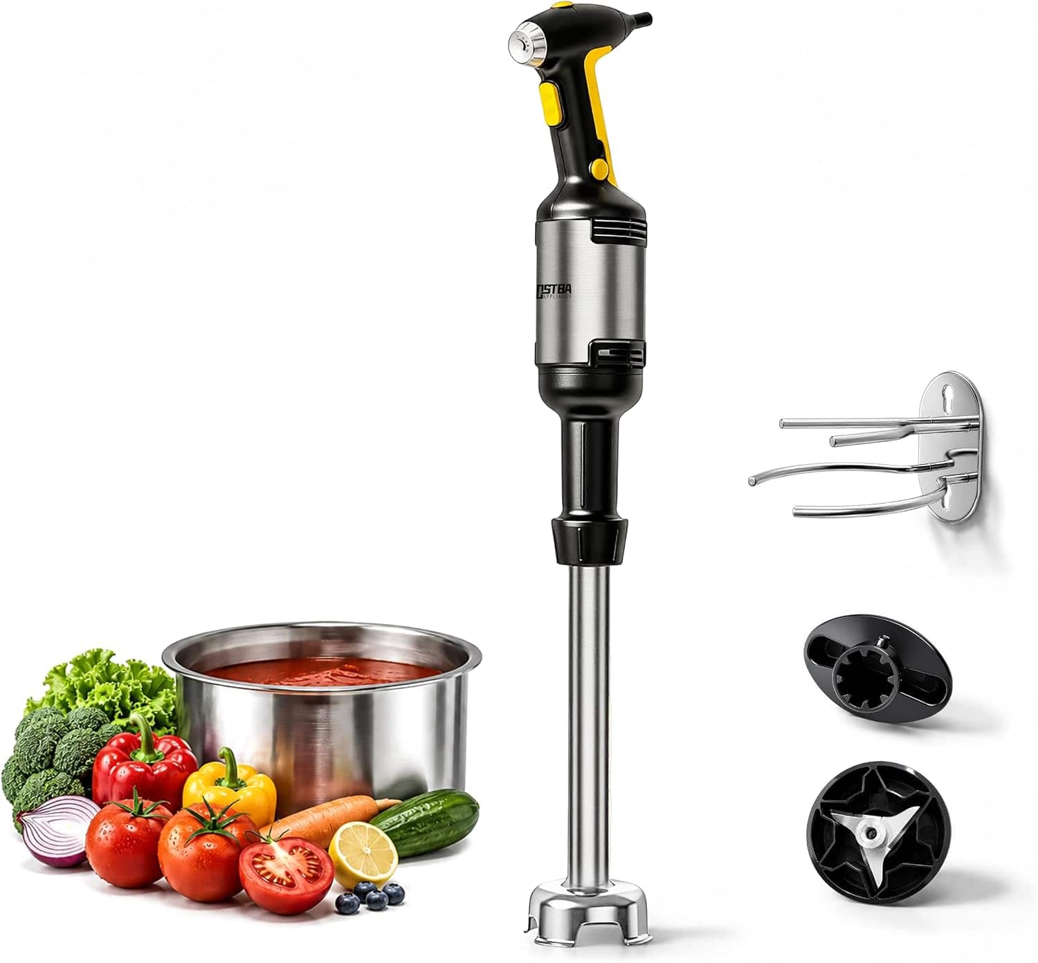 OSTBA - 500W Commercial Immersion Blender, 16-Inch Variable Speed Hand Mixer - Black