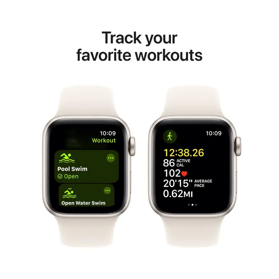 Track your favorite workouts:

1. Pool Swim: Open Water Swim
10:09 Workout
12:38.26 ACTIVE
86 CAL
102 AVERAGE
20'15" PACE
0.62MI