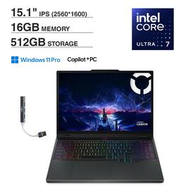 Lenovo - Legion 5i Laptop 15.1 WQXGA (Intel Core Ultra 7 255HX, 16GB DDR5, 512GB PCIe SSD, Win 11 Pro) w/USB Hub - Eclipse Black