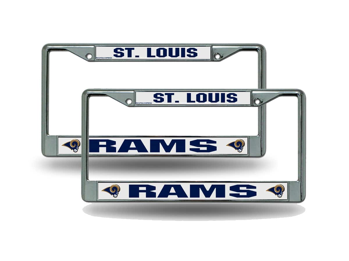Rico Industries - St Louis Football Rams Chrome Metal License Plate Frame - Set of 2 Frames - Multi