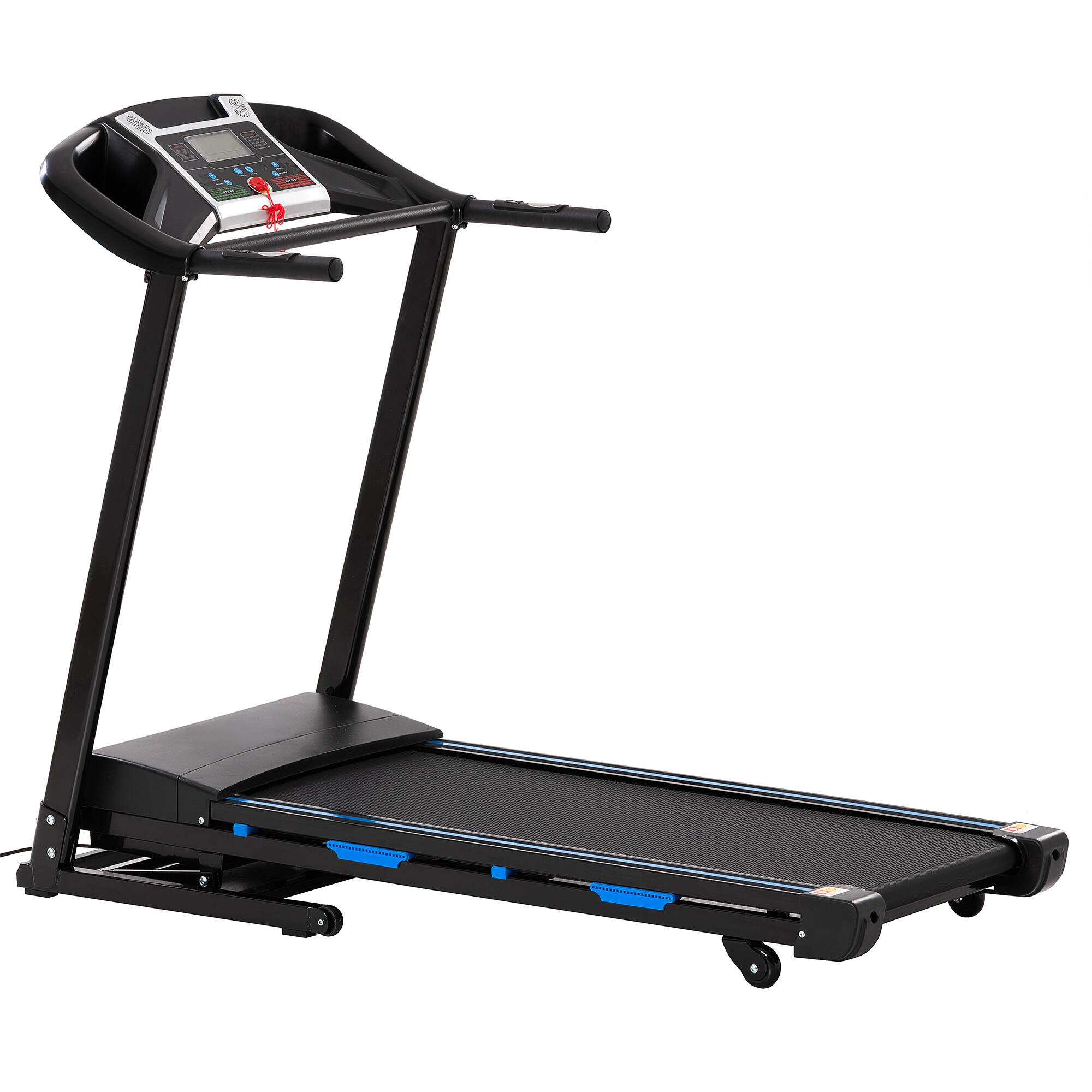 Angle. Chateau Abodes - Treadmills for Home, 3.5HP Electric Folding Treadmill with Automatic Incline, Double Deck Shock Absorption - Black.