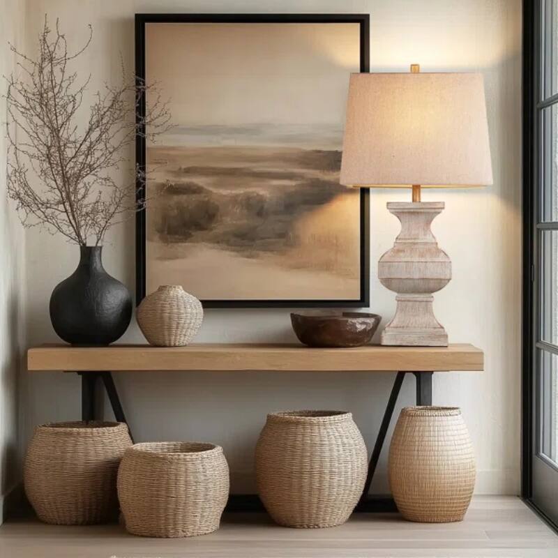 Alt View 4. Akoasm - Large Retro Resin Table Lamp Side Table Lamp for Living Room Bedroom with LED Bulb.