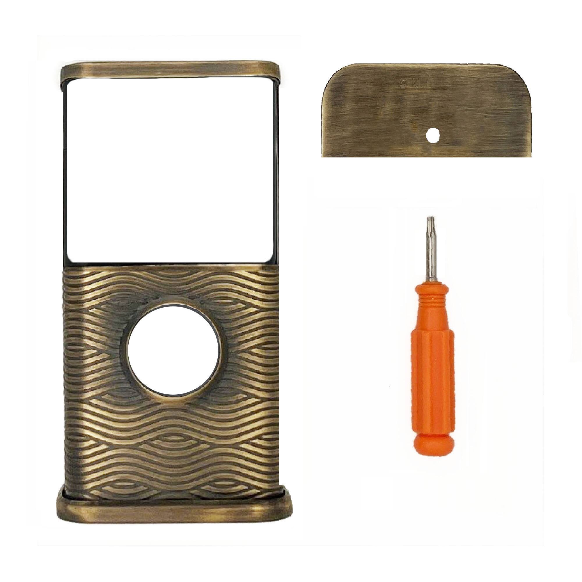 Back. Michael Healy - Waves Video Doorbell Cover (Ring 3, 3 Plus, 4, Battery Plus and Battery Pro) - Antique Brass.
