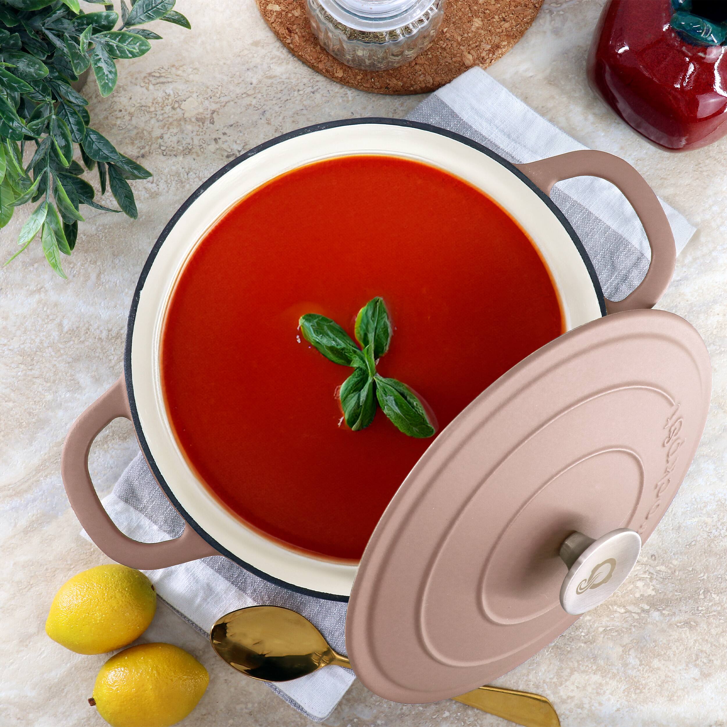 Alt View 5. Crockpot - Crockpot Artisan 5 Quart Enameled Cast Iron Dutch Oven in Matte Dusty Pink - Pink.