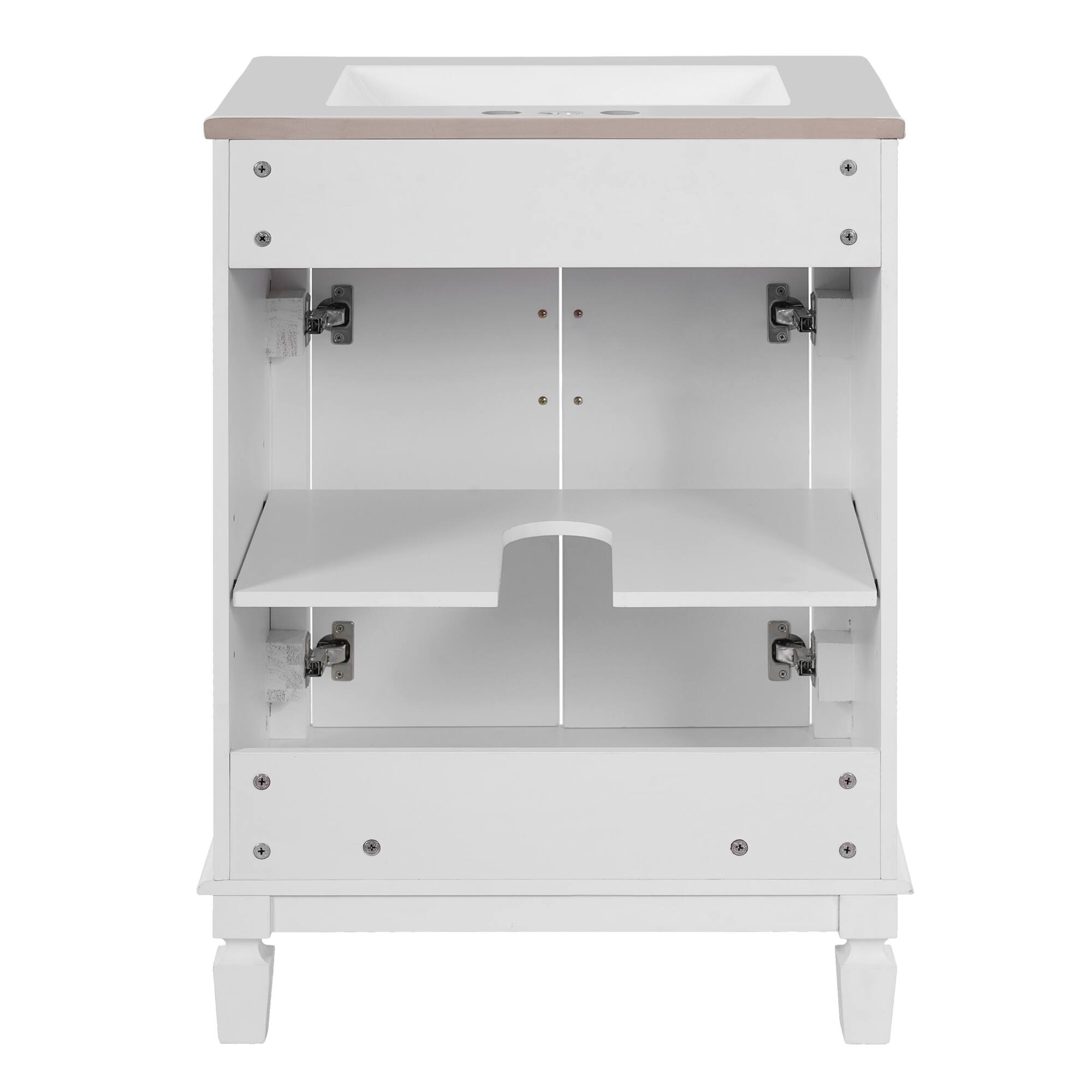Alt View 10. ELEMENT ACE - Modern Bathroom Vanity with Ceramic Sink and Soft-Closing Doors, Solid Wood Frame Storage Cabinet - White.