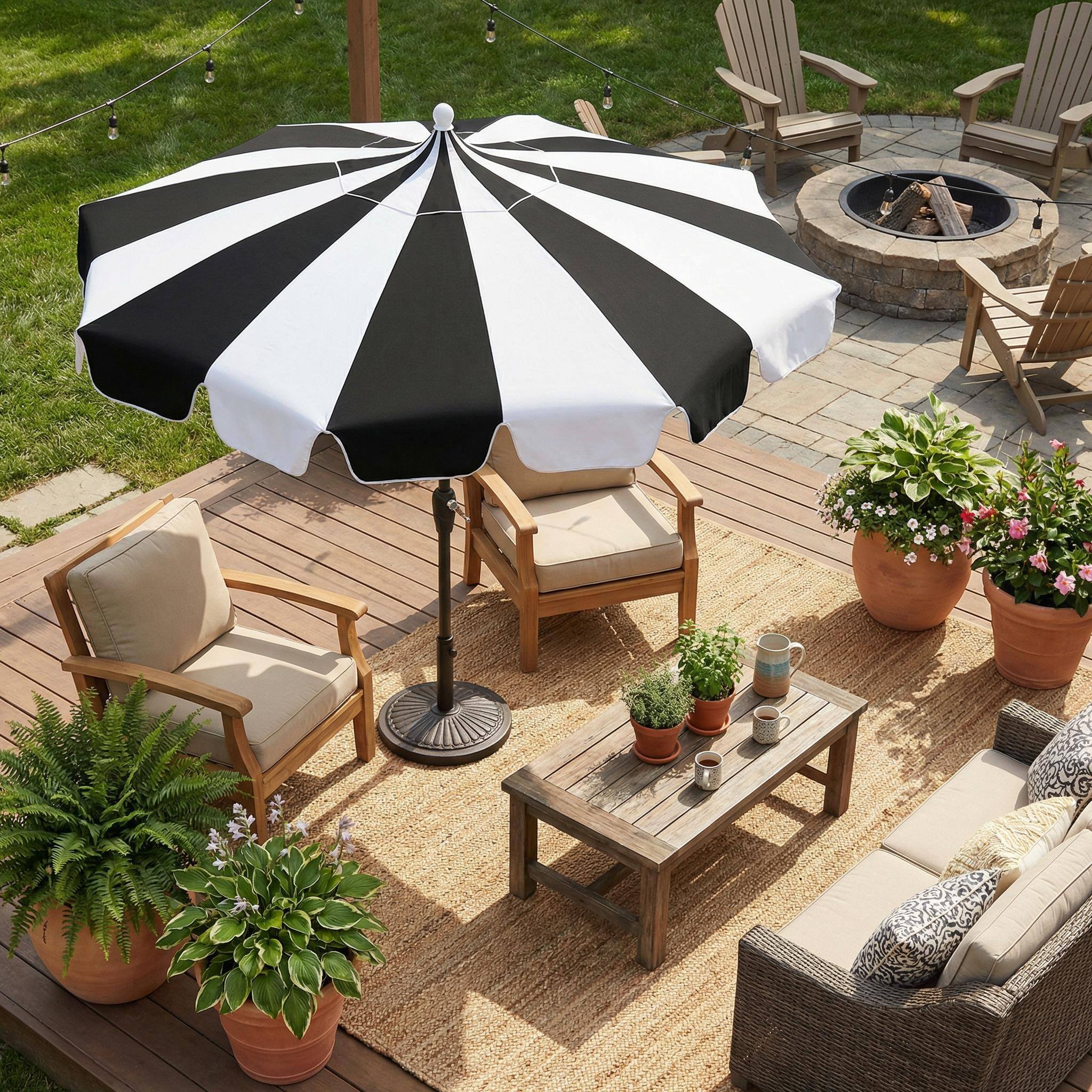Alt View 7. Mondawe - 10 ft. Pagoda Patio Umbrella with Crank Lift and Tilt Adjustable - Black.