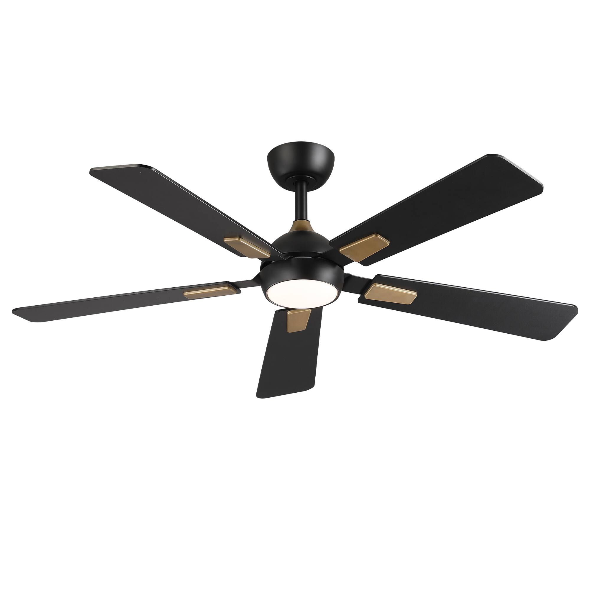 Alt View 5. Vaczon - 52 In. Modern Dimmable 3CCT LED Smart Ceiling Fan with Light, Remote and App Control, Double-Sided Blades, 6-Speed - Matte Black.