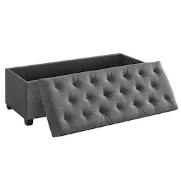 Songmics Home - Storage Ottoman Bench, Foot Rest with Legs,End of Bed Bench, Storage Chest, Load up to 660 lb, for Living Room - Dark Gray