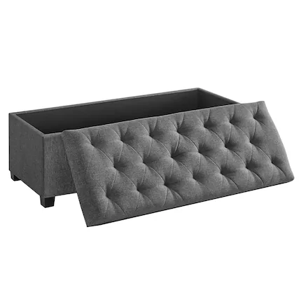 Front. Songmics Home - Storage Ottoman Bench, Foot Rest with Legs,End of Bed Bench, Storage Chest, Load up to 660 lb, for Living Room - Dark Gray.