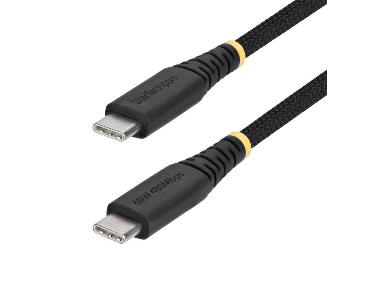 StarTech.com - 6ft USB-C 60W PD Charging Cable, Rugged Braided Nylon/TPE, 3A, USB C Laptop Charger Cord
