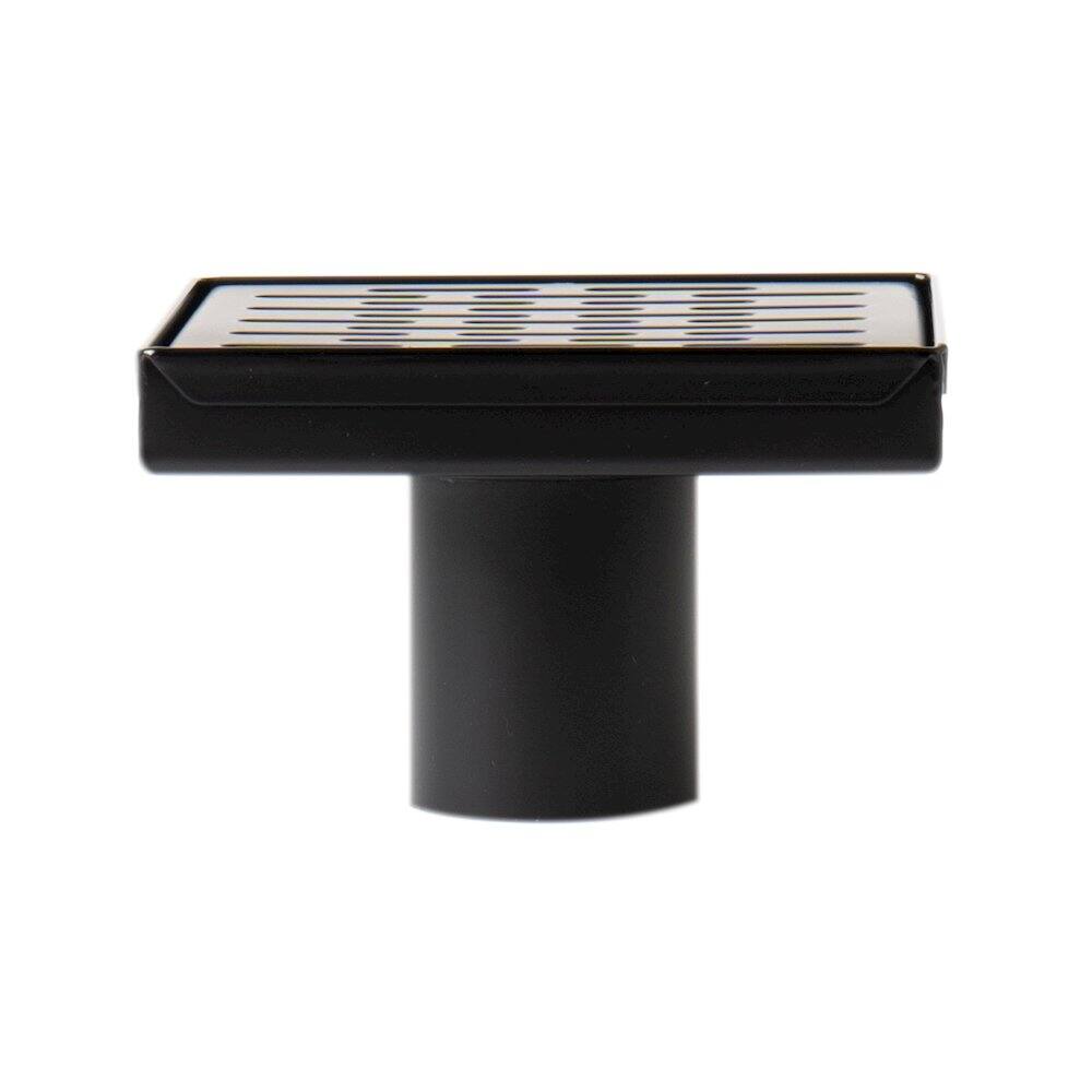 Left. Alfi - 5" x 5" Black Matte Square Stainless Steel Shower Drain with Groove Holes - Black.