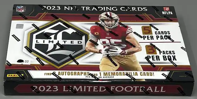 NF 3023 NF TRADING CARDS NFLPA PANINI PANINI C 5 CARDS IN PACK LIMITED G SERIES PER BOX 3 PACKS PER BOX 00 PANINI LIMITED FOOTBALL FIND AUTOGRAPHS AND 1 MEMORABILIA CARD!
