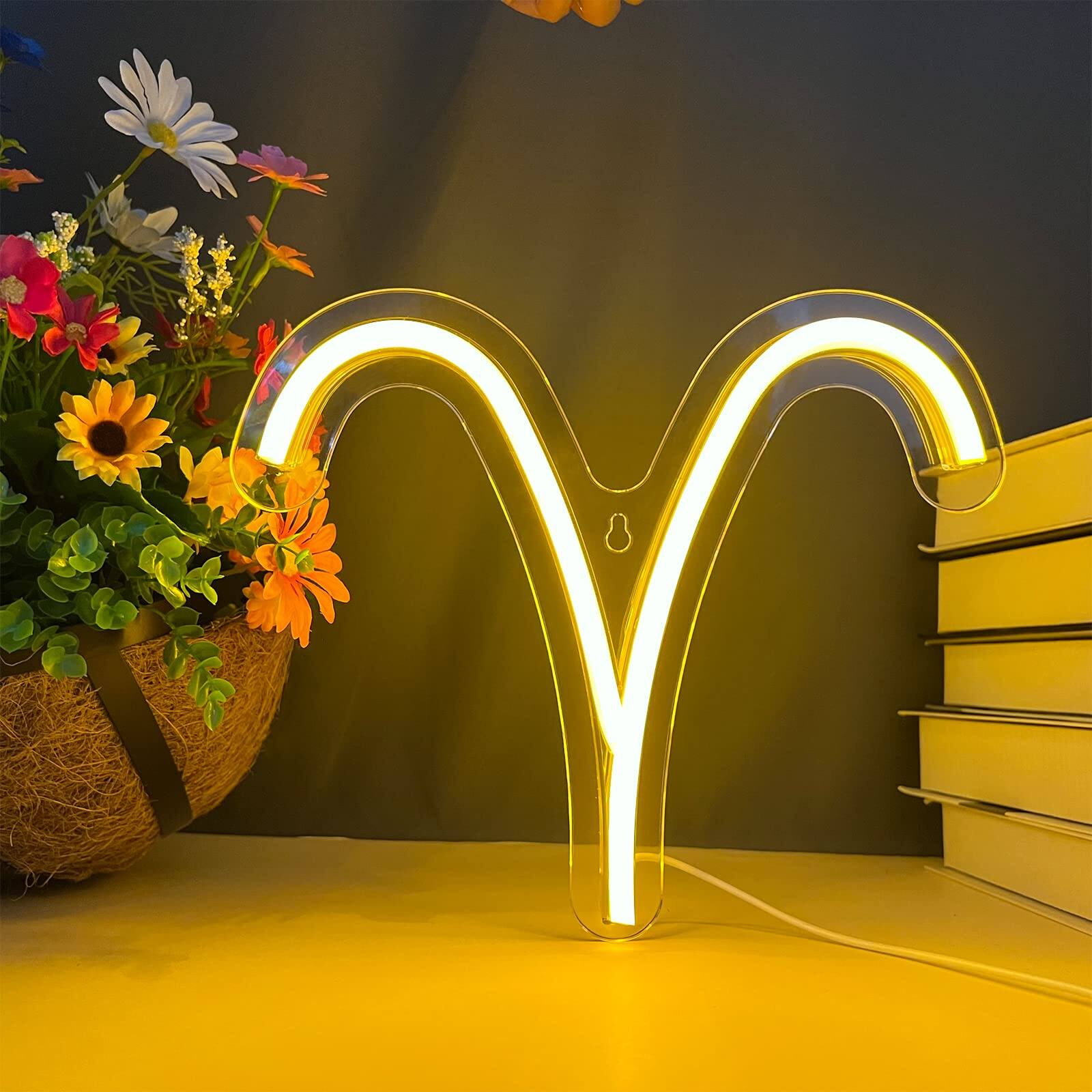 Front. Paradigms Interiors - The Zodiac Horoscope Neon Sign Scorpio Led Signs For Wall Decor Astrology Lights Beautiful Spiritual Birthd... - Aries.