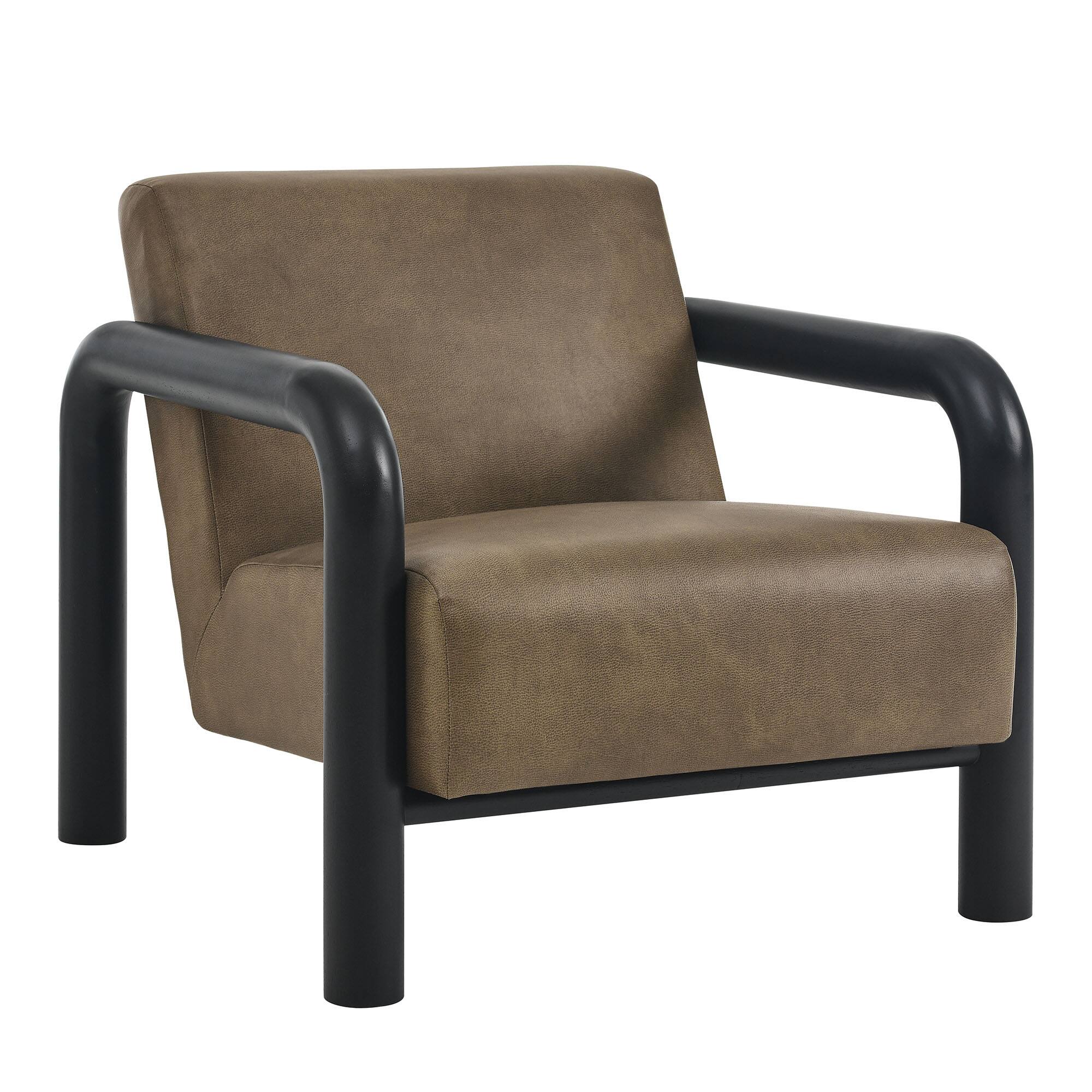 Angle. Modway - Sereno Vegan Leather Accent Chair by Modway - Mushroom Black.