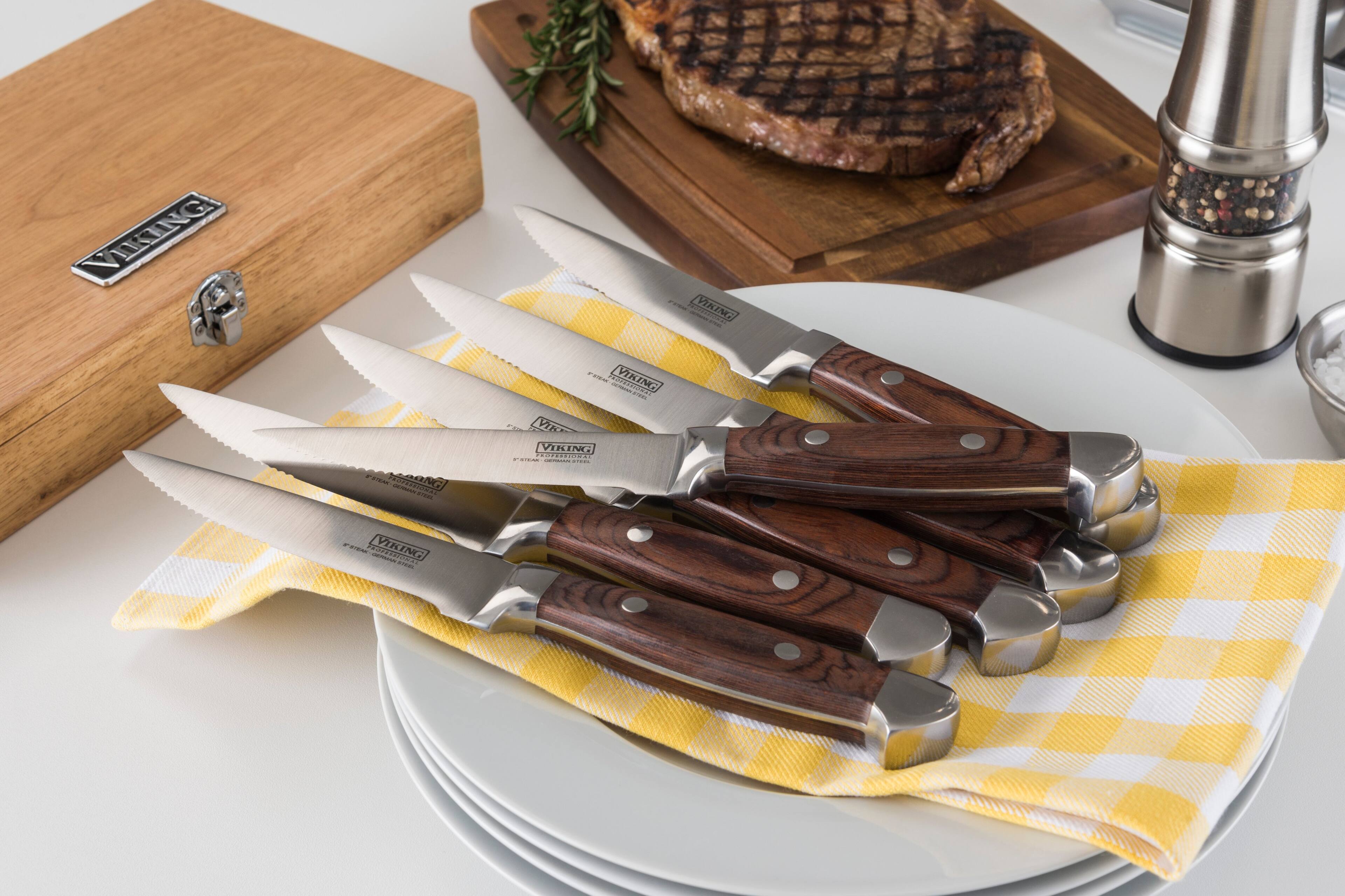 Alt View 12. Viking - Pakkawood 6 Pc Steak Knife Set, with Box - Red.