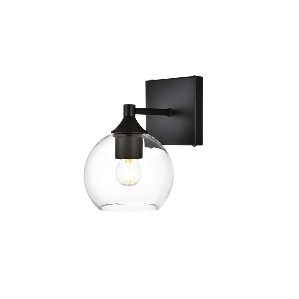 Alt View 1. Living District - Foster 1 light Black and Clear Bath Sconce - Black And Clear.