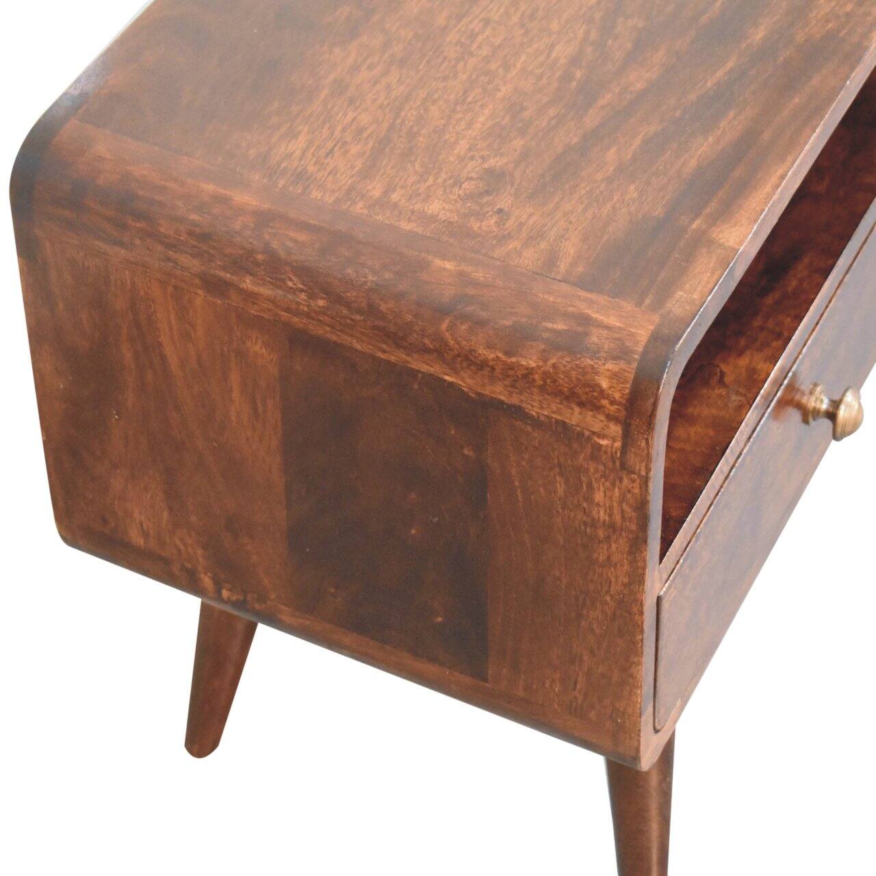 Alt View 2. Artisan Furniture - Artisan Furniture Solid Wood Curved California Walnut Media Unit, 2 Drawers, 1 Open Slot, Dark Brown - Dark Brown.