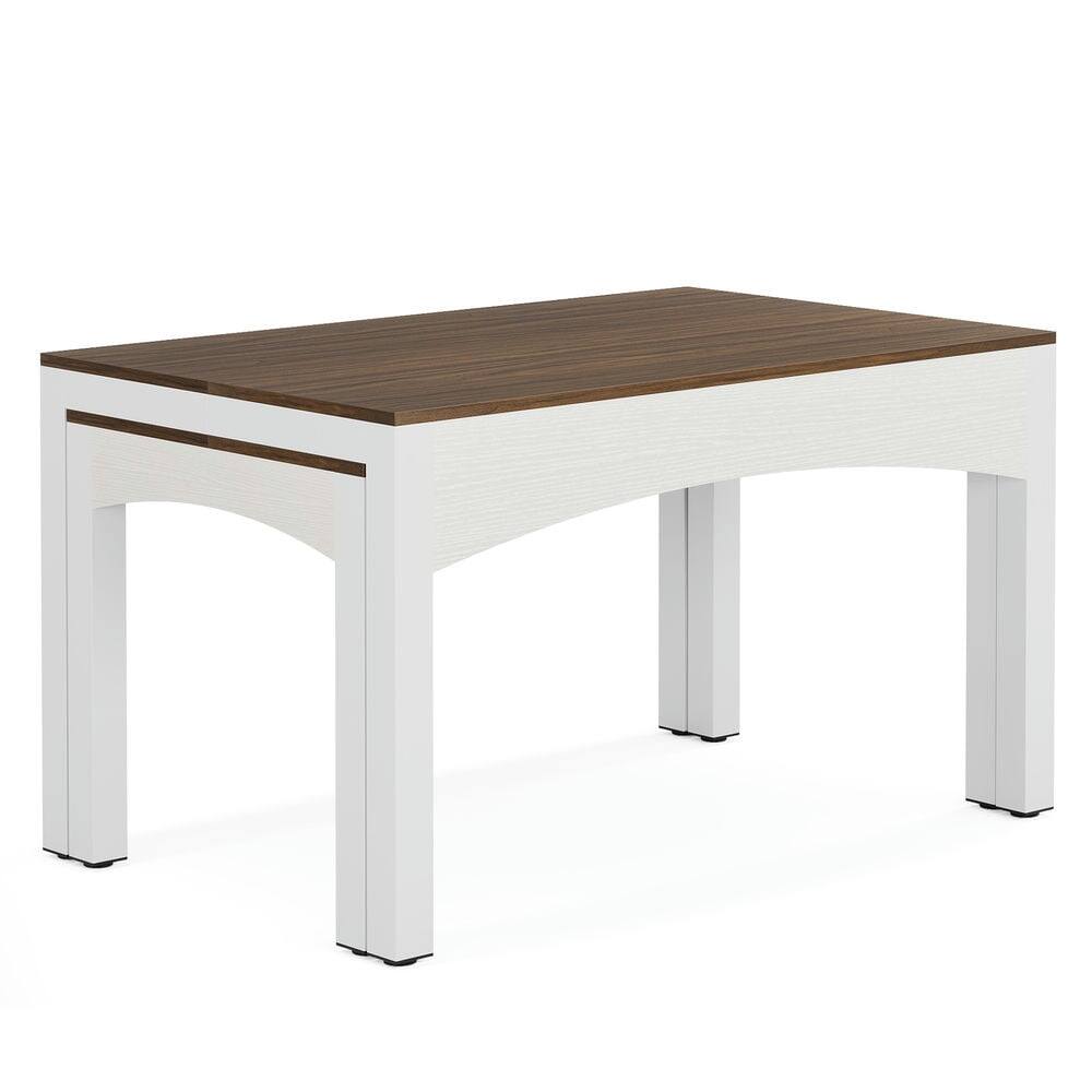 Alt View 1. Kadyn - Kadyn Dining Table, Living Room Table Extendable, Farmhouse Kitchen Table for 6-10 people,Brown & White - Brown.