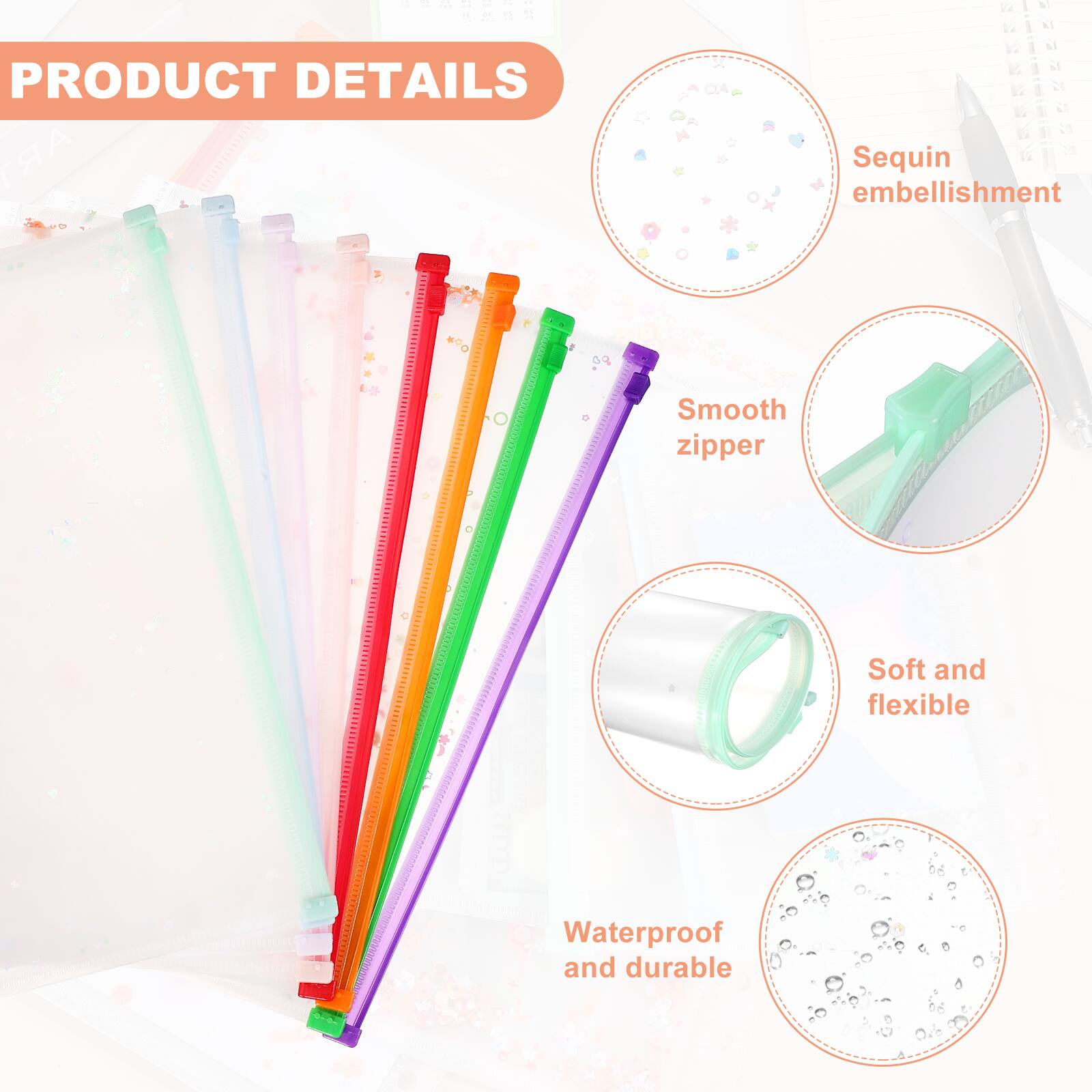 PRODUCT DETAILS

- Sequin embellishment
- Smooth zipper
- Soft and flexible
- Waterproof and durable