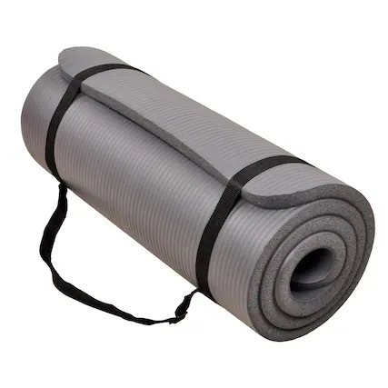 Front. Signature Fitness - Signature Fitness 1" Extra Thick Exercise Fitness Yoga Mat w/ Carry Strap, Gray - Gray.