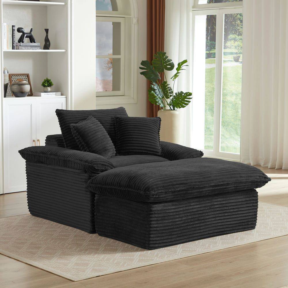 Alt View 7. Kadyn - 51.97 inch modern comfortable cushioned compression single seat sofa with unique footrest design, Black - Black.