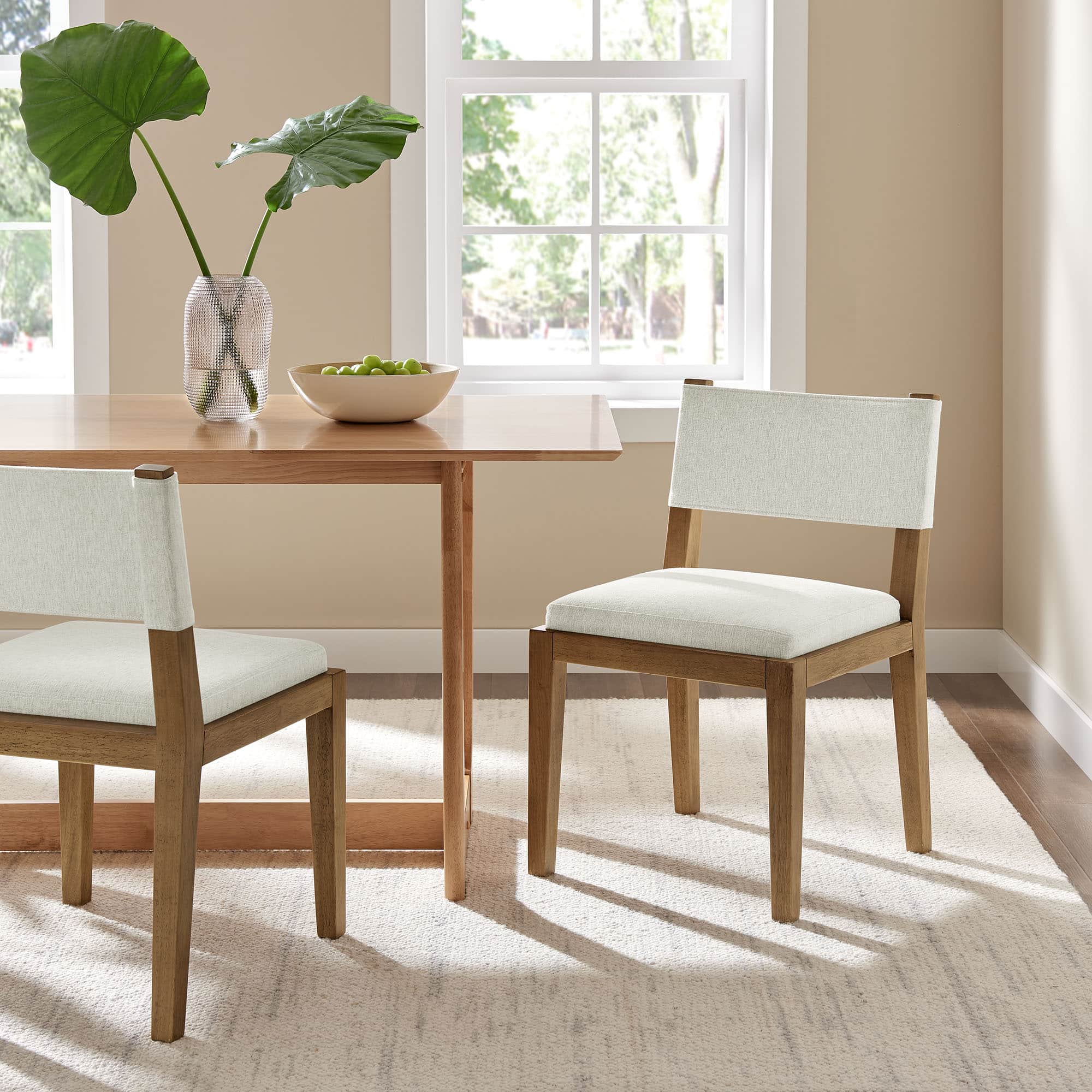 Calder Fabric Upholstered Wood Armless Dining Chair by Modway - Ivory