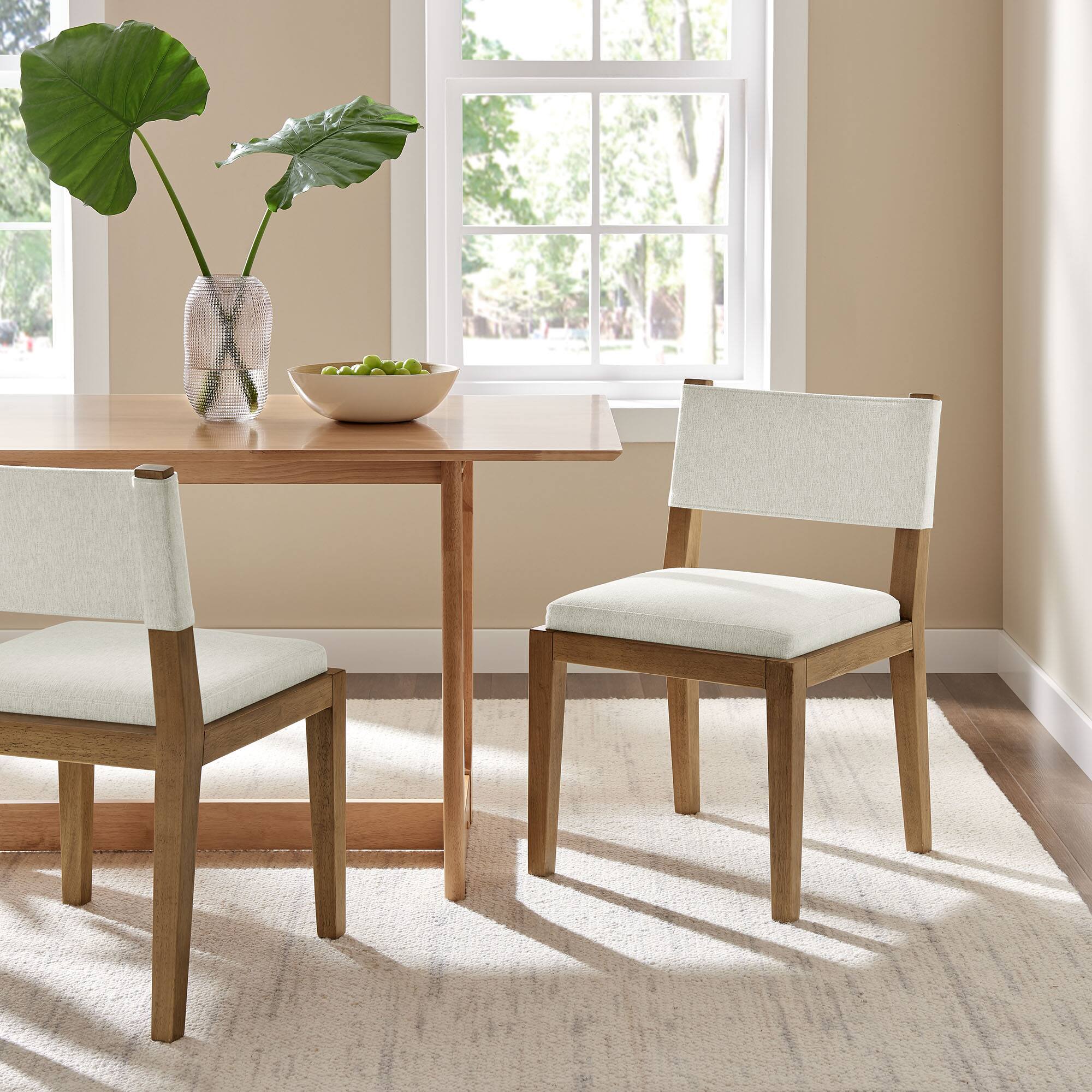 Front. Modway - Calder Fabric Upholstered Wood Armless Dining Chair by Modway - Ivory.