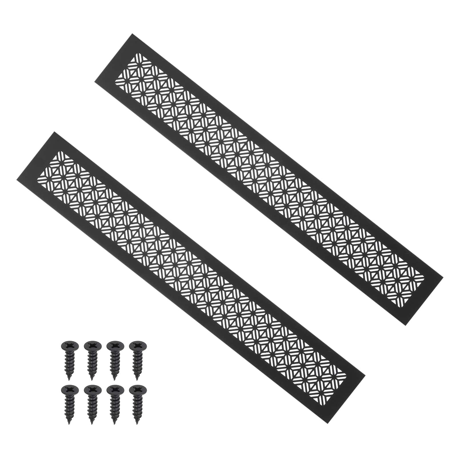 Unique Bargains - 20"x3" Door Air Vent Cover, 2pcs Heavy Duty Aluminum Alloy Grille Louvered with Mounting Screws for Cabinet Wardrobe - Brown