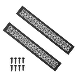 Unique Bargains - 20"x3" Door Air Vent Cover, 2pcs Heavy Duty Aluminum Alloy Grille Louvered with Mounting Screws for Cabinet Wardrobe - Brown