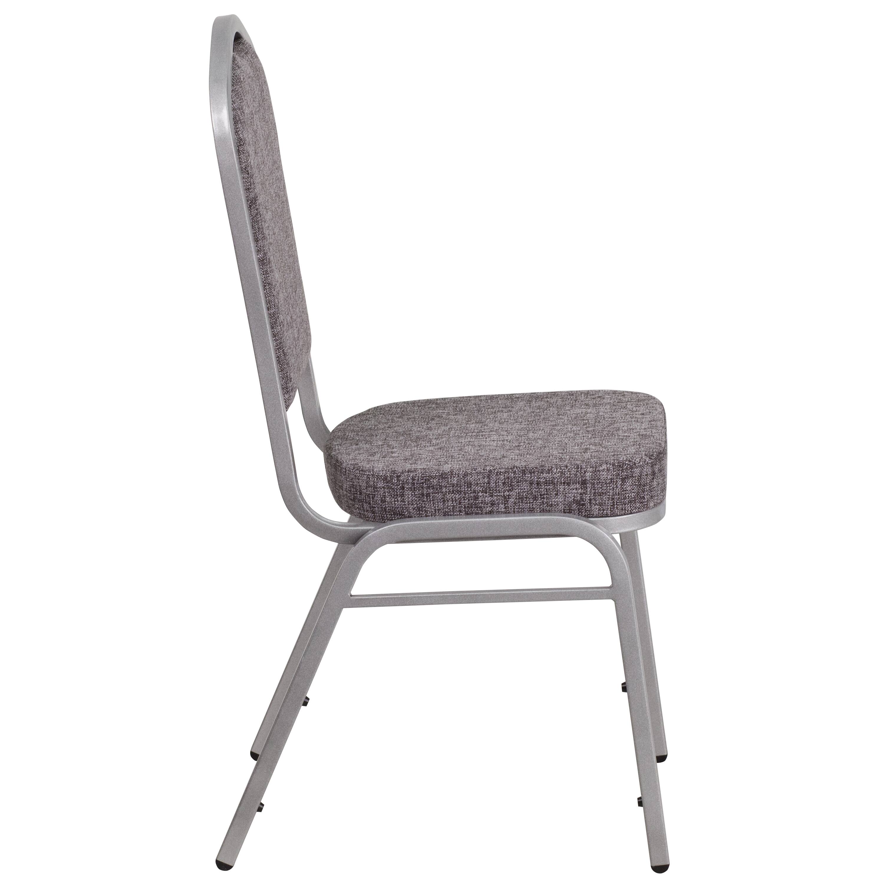 Alt View 6. Emma + Oliver - Crown Back Stacking Banquet Dining Chair - Herringbone Fabric/Silver Frame.