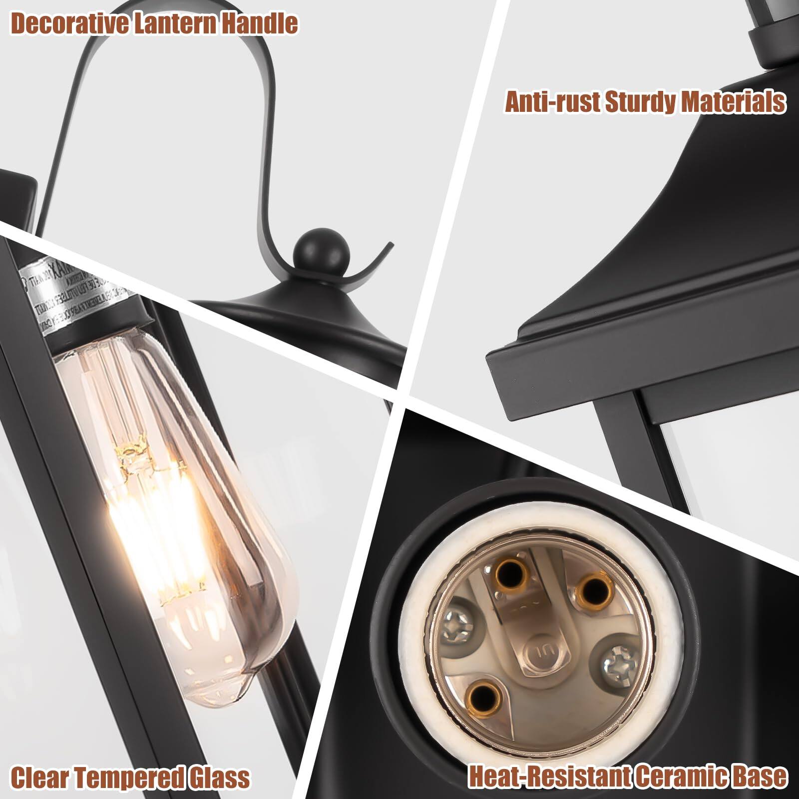 - Decorative Lantern Handle
- Anti-rust Sturdy Materials
- Clear Tempered Glass
- Heat-Resistant Ceramic Base