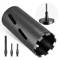 Front. VEVOR - Core Drill Bit, 4-1/2 inch Diameter, 9-1/2 inch Drilling Depth, 5/8-11 Internal Thread, Diamond Dry Coring Bit - Black.