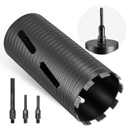 VEVOR - Core Drill Bit, 4-1/2 inch Diameter, 9-1/2 inch Drilling Depth, 5/8-11 Internal Thread, Diamond Dry Coring Bit - Black