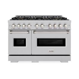 ZLINE - 48 in. 6.7 cu. ft. Classic Freestanding Gas Range with 8 Burner DuoPro Cooktop & Dual Ovens in Satin Stainless Steel - Satin Stainless Steel