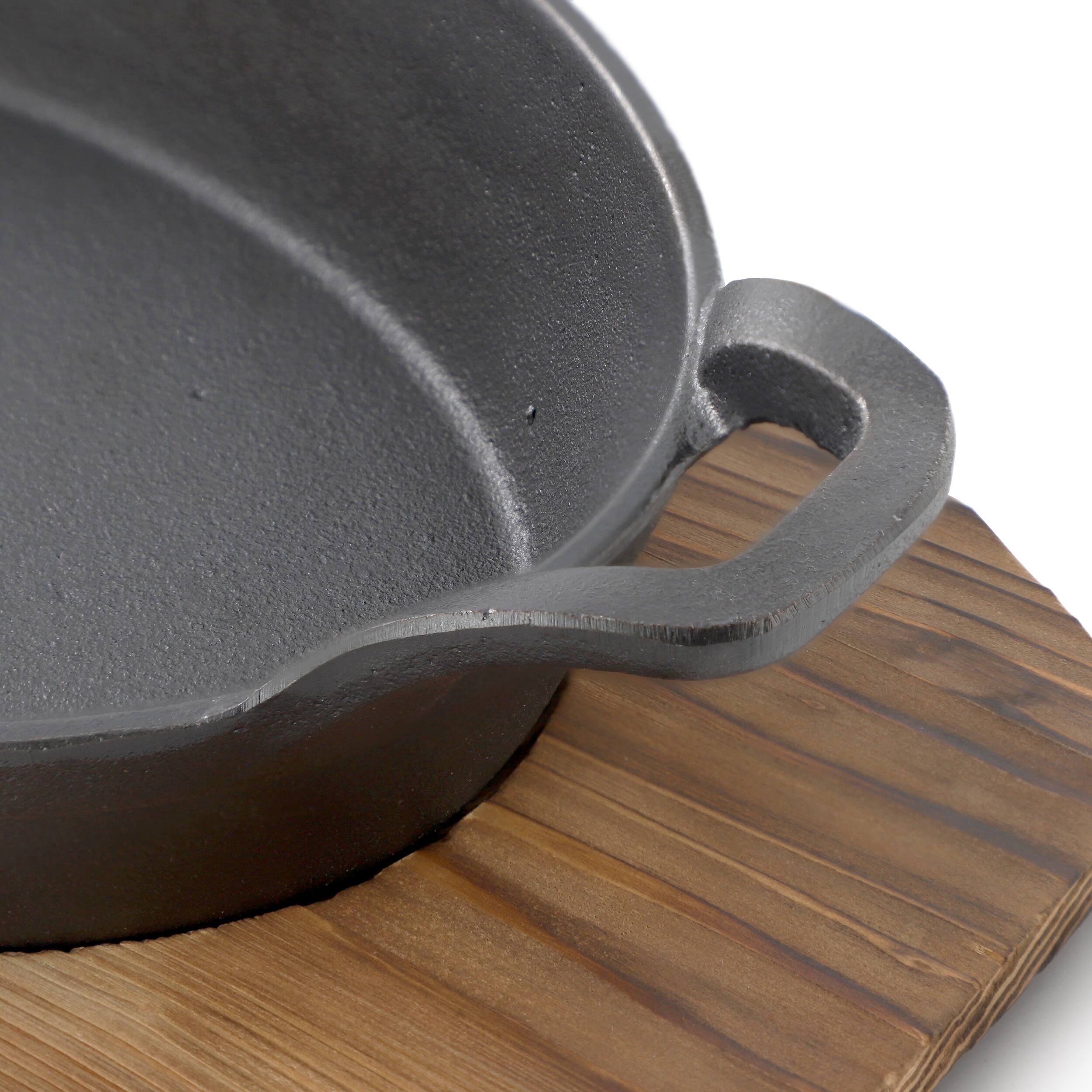 Alt View 4. MegaChef - MegaChef Mini Cast Iron Oval Pan with Wood Tray.