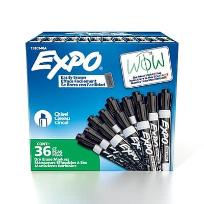 Expo - Dry Erase Markers, Chisel Tip, Black, 36/Pack (1920940) price history on PriceWatchPro