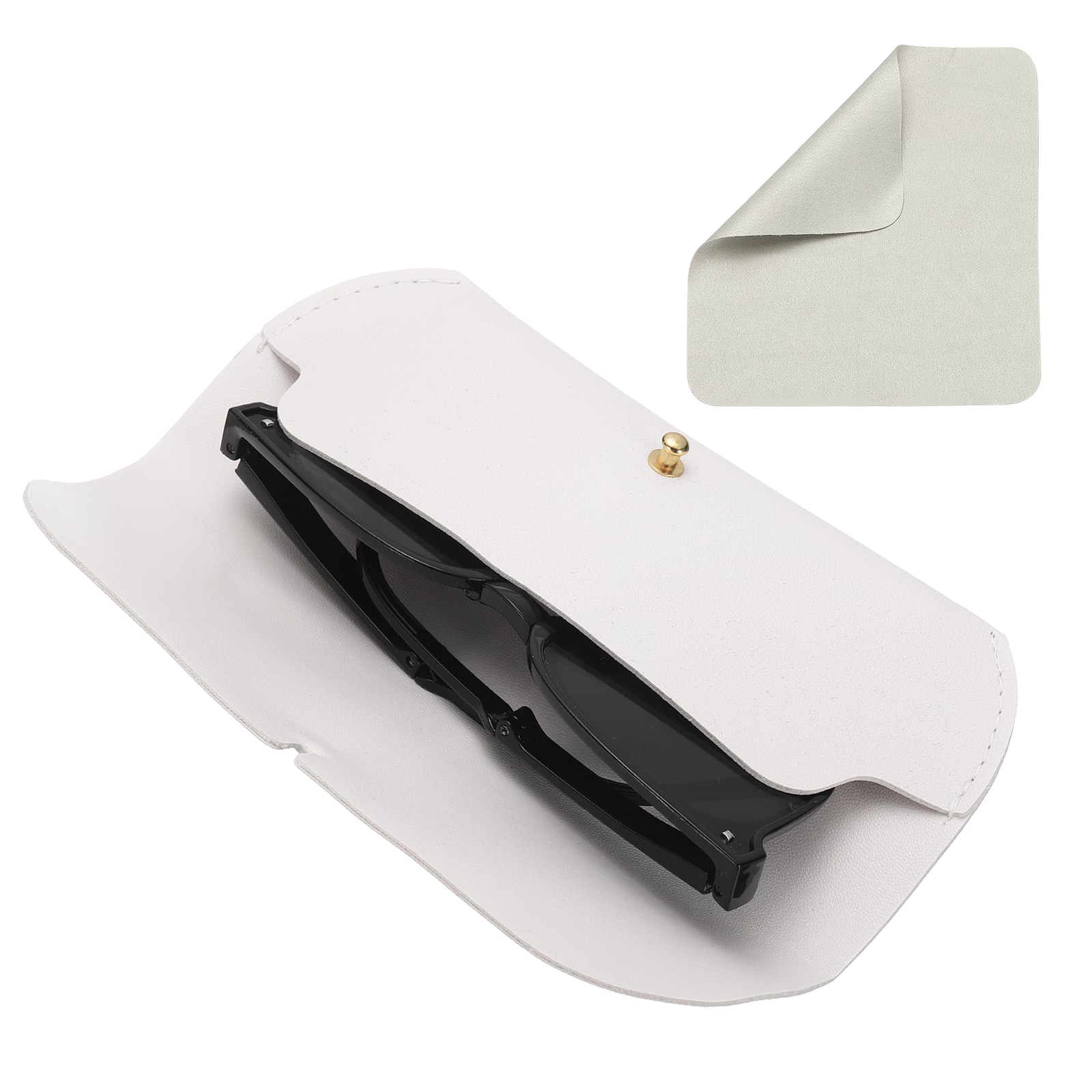"Unique Bargains - Leather Eyeglass Case 7.1x1.2x2.9"" Portable Pouch with Strap & Cleaning Cloth - White" price history on PriceWatchPro
