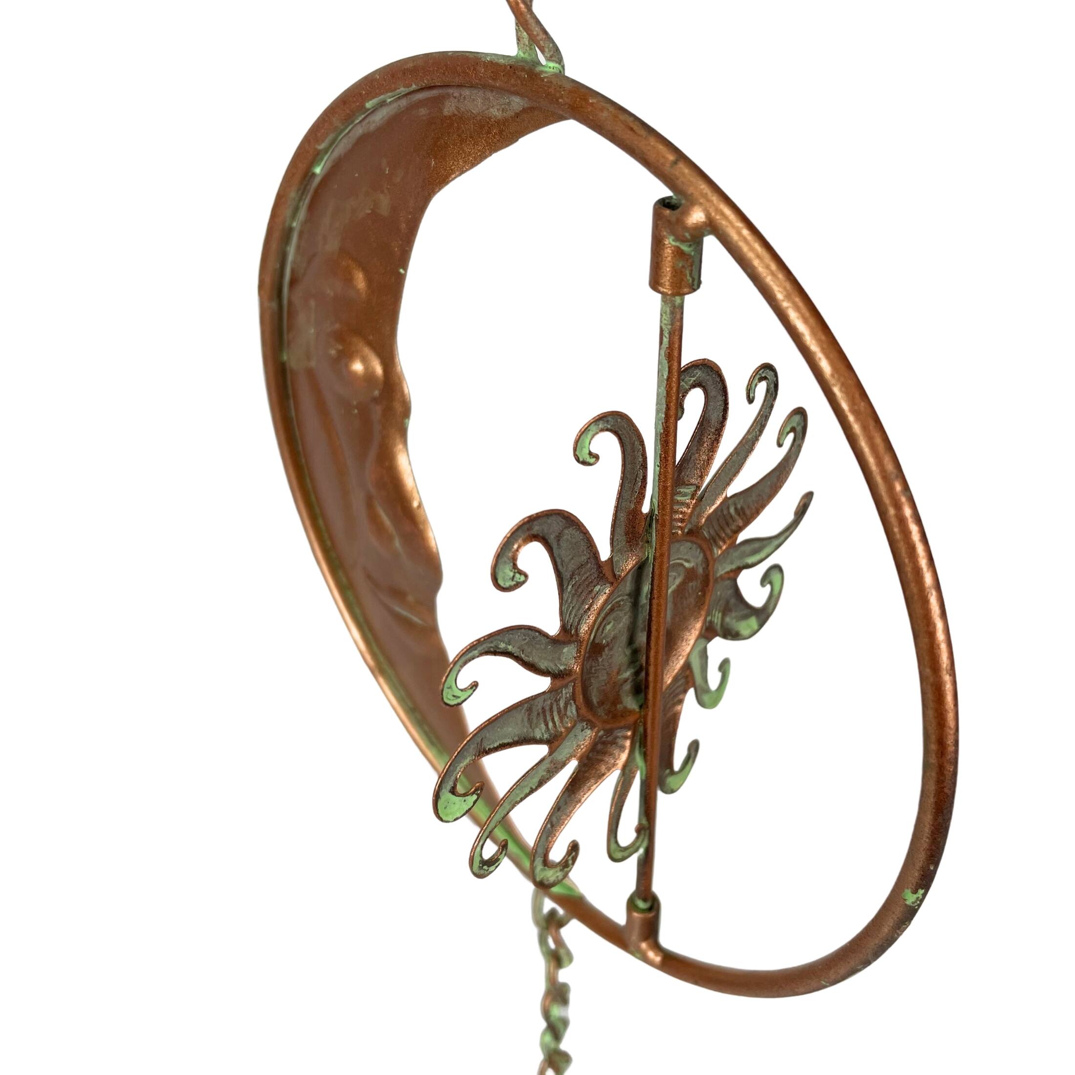 Alt View 8. Things2Die4 - 80-Inch Metal Rain Chain - 6 Celestial Crescent Moon & Suns, Bronze Finish - Copper.