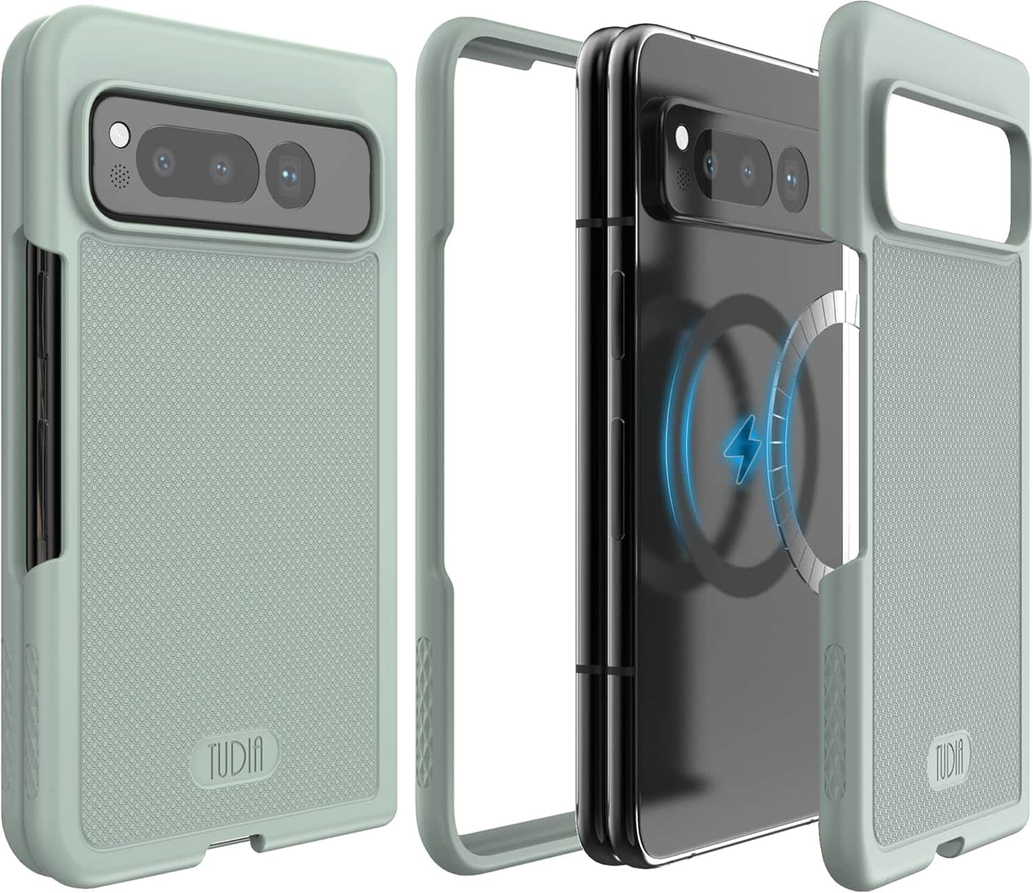 TUDIA - MergeGrip for Google Pixel Fold Case 2023 Magsafe Compatible - Green Lily - Magnetic Green Lily