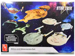 Skill 2 Model Kit Allies and Adversaries Space Ship Set "Star Trek" Franchise 1/2500 Scale Model by AMT - Multi