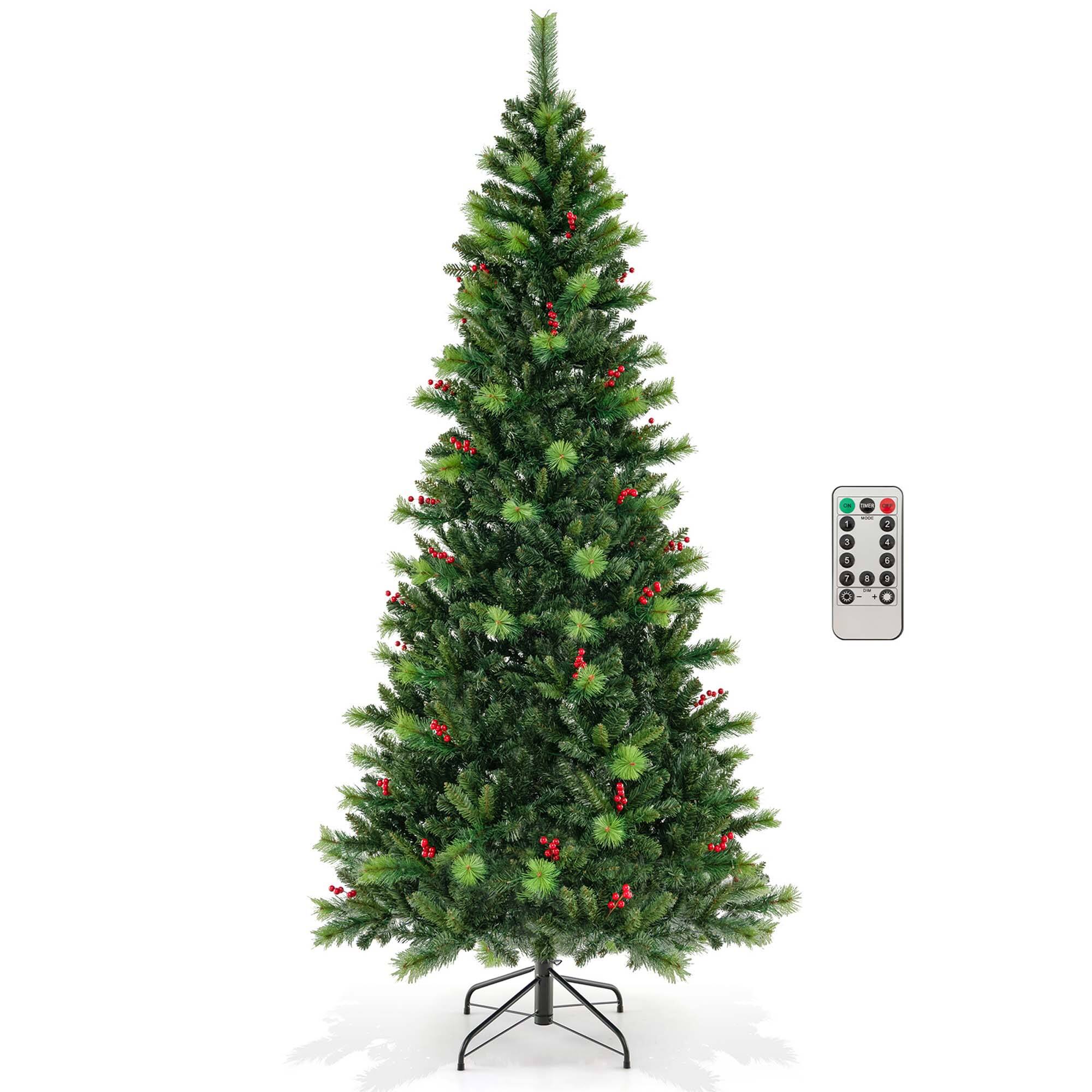 Alt View 19. Costway - 8FT Pre-Lit Artificial Christmas Tree 9 Lighting Modes with 500 LED Lights & Timer - Green.