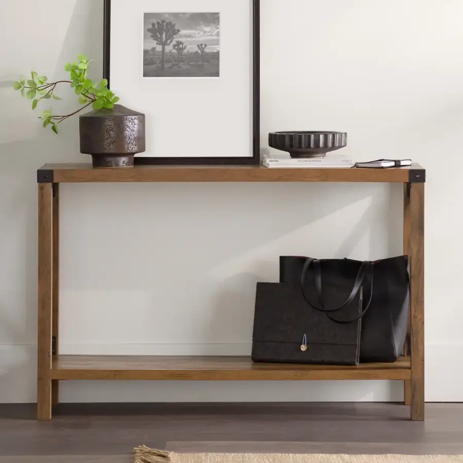 Alt View 16. Walker Edison - 46" Rustic Farmhouse Entryway Table - Rustic Oak.