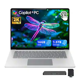Microsoft - Surface 15" 2K Touch Laptop,Snapdragon X Elite,16GB RAM,512GB SSD+1TB Dock Set,Backlit KB,Win 11 - Platinum
