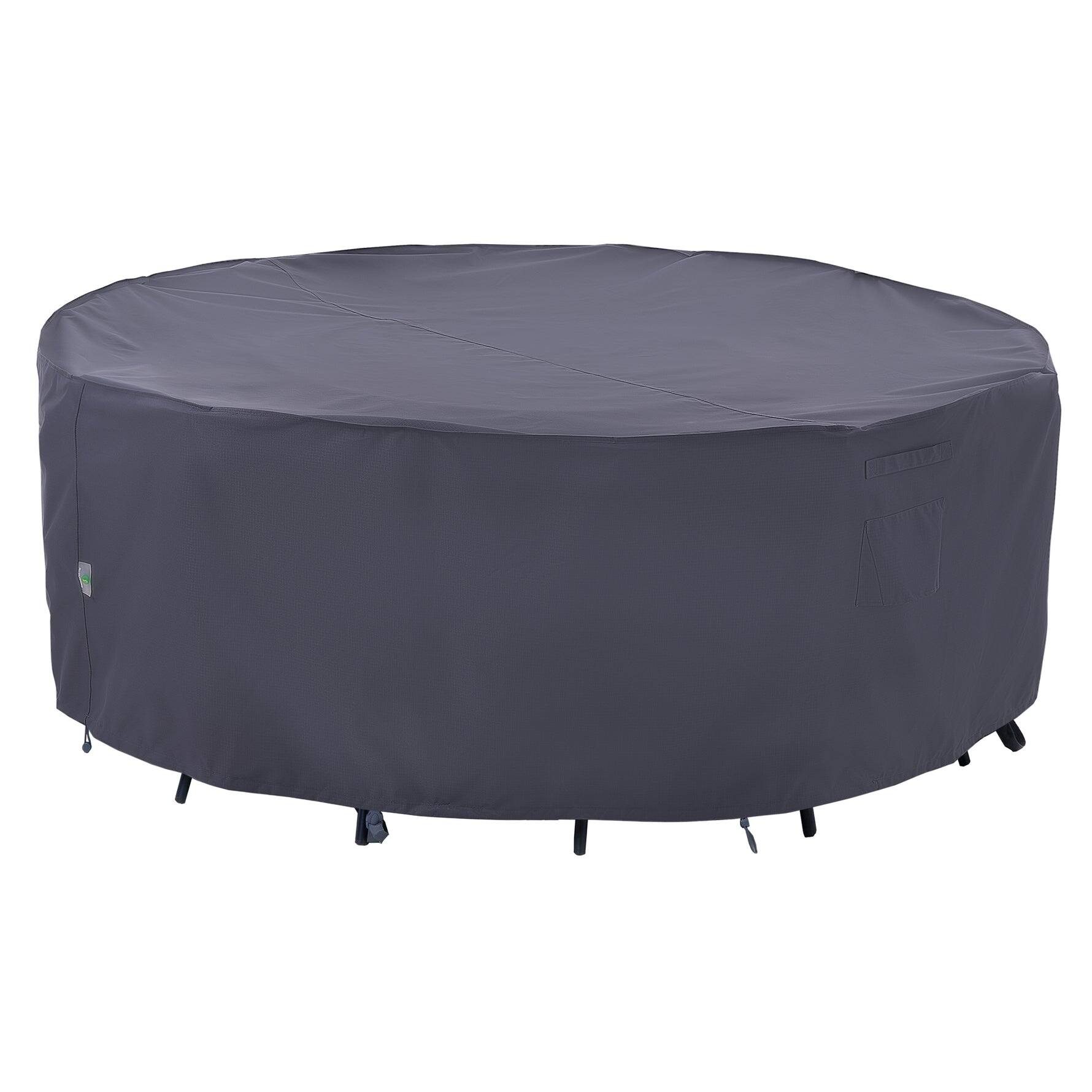Front. F&J Outdoors - F&J Outdoors Premium Waterproof Outdoor Patio Round Table Cover - GREY.