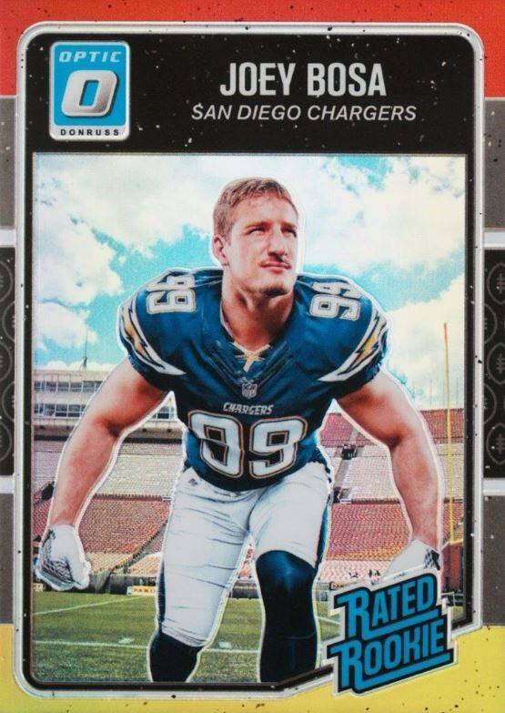 OPTIC O DONRUSS JOEY BOSA SAN DIEGO CHARGERS 99 99 CHARGERS 09 I I RATED ROOKIE