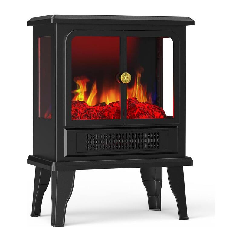 Front. AOITUN - 19” Freestanding Electric Fireplace Heater - Adjustable Flame, Easy Control.