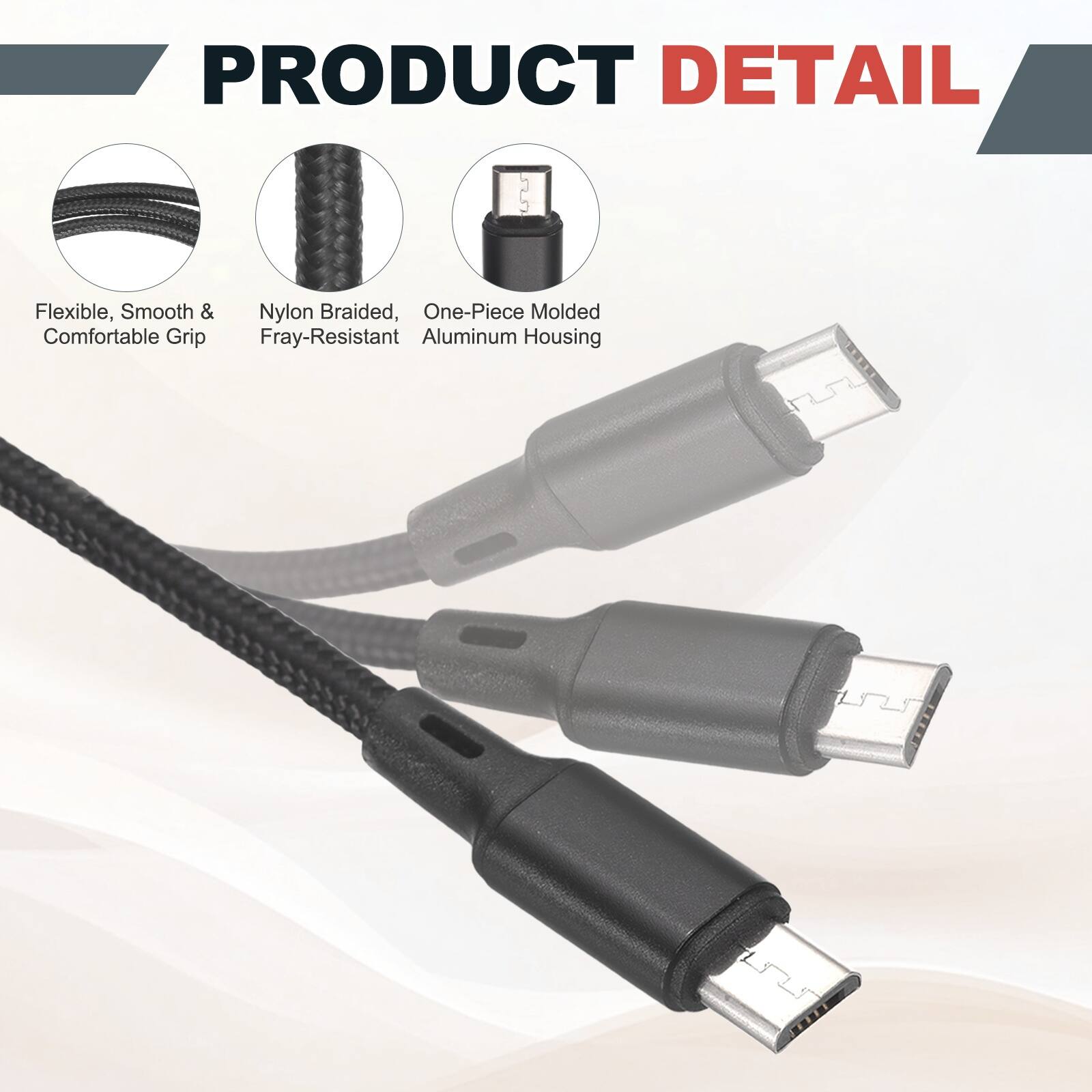 PRODUCT DETAIL

- Flexible, Smooth & Comfortable Grip
- Nylon Braided, Fray-Resistant
- One-Piece Molded Aluminum Housing