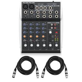 Behringer - XENYX 802S Premium 8-Channel Analog Mixer with USB Streaming Interface, Bundle with 2x 15' XLR Microphone